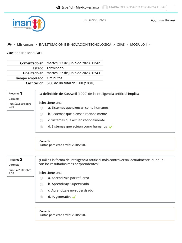 Cuestionario Modular I | PDF