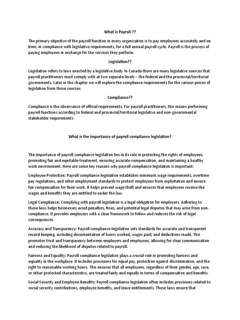 Lecture 1 Payroll Compliance Legislation 1072023 6 pm PDF Payroll