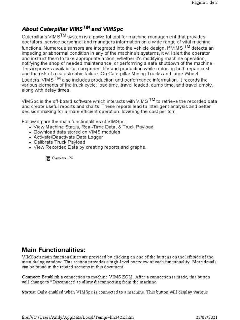 Caterpillar VIMS: Machine Management Guide | PDF | Computer File ...