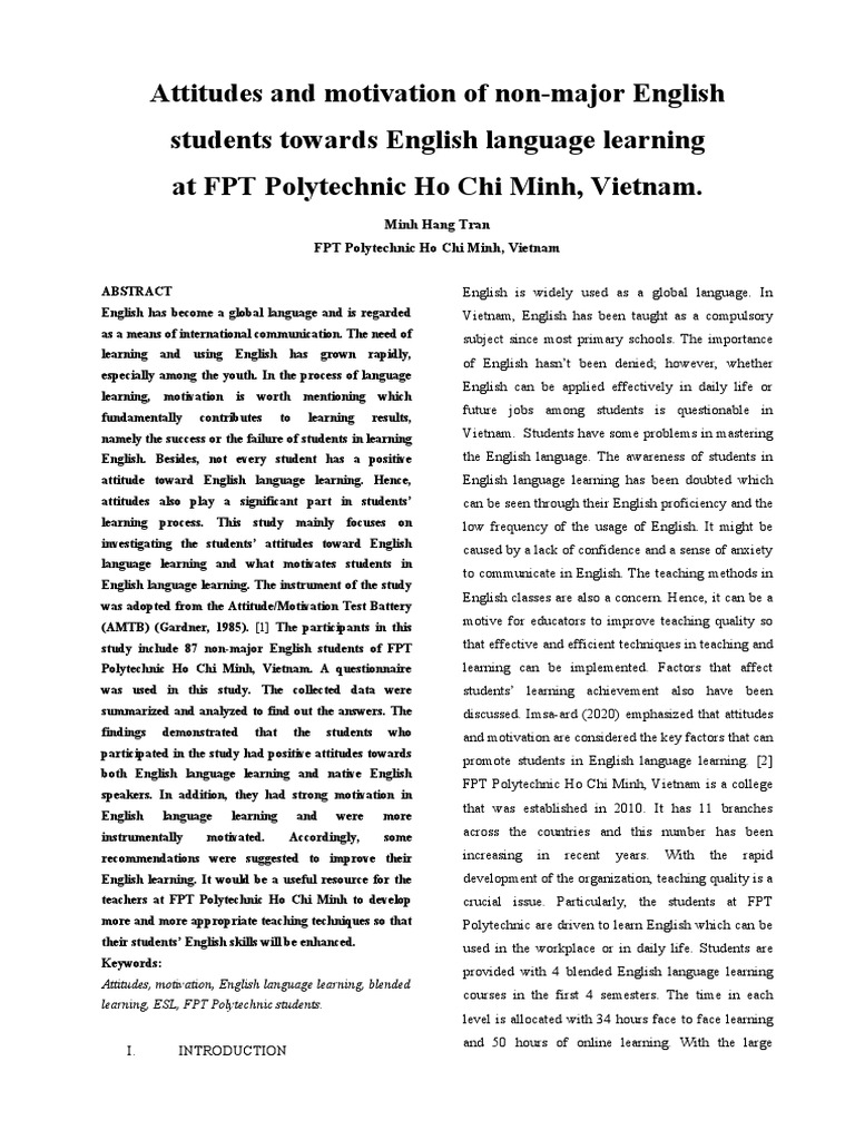 HANGTM6 - Students' Motivation in Learning English at FPT Polytechnic ...