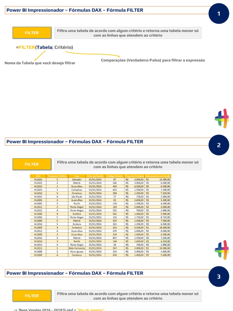 Funções Dax Fórmula Filter (Parte 1) Aula PDF Fórmula Filter (Parte
