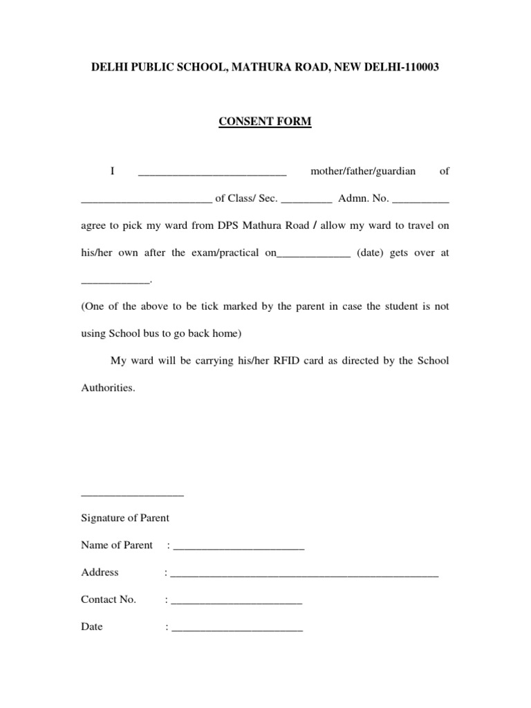 School Consent Form for Student Pickup | PDF | Career & Growth | Social ...