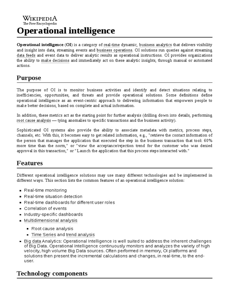Operational Intelligence PDF Systems Engineering Computer Science