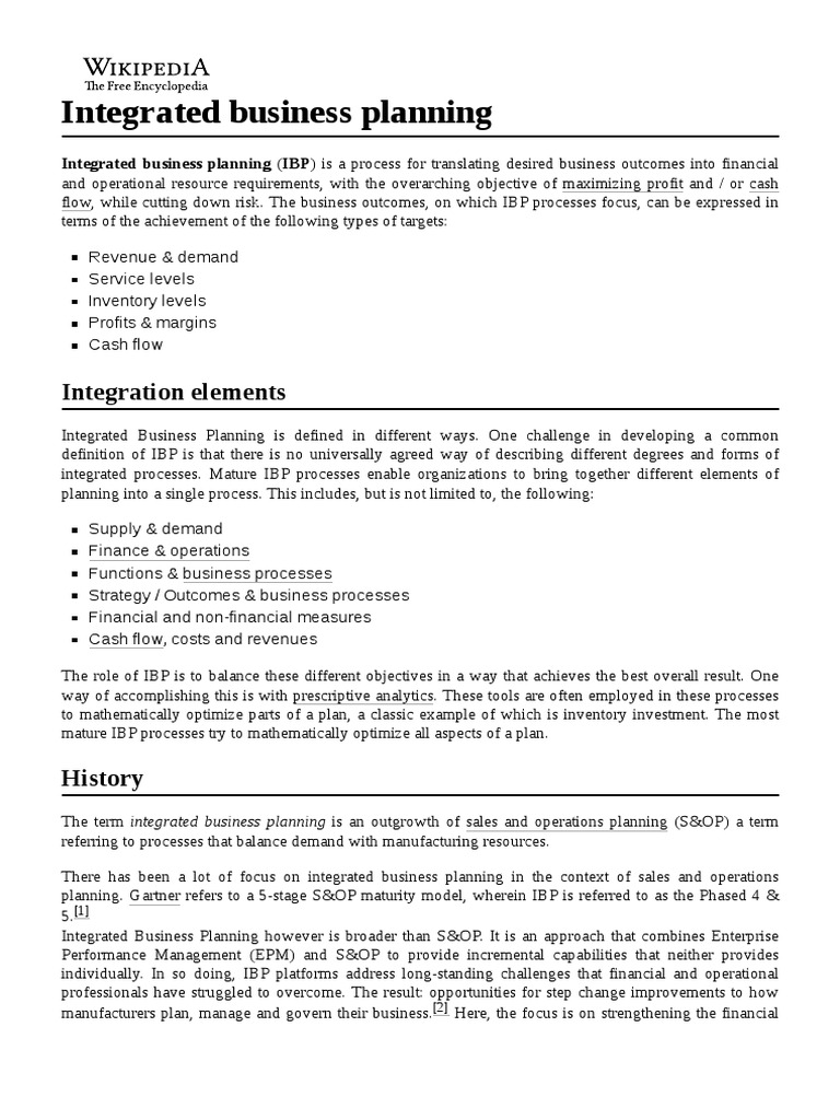 Integrated business planning PDF Systems Science Business Process
