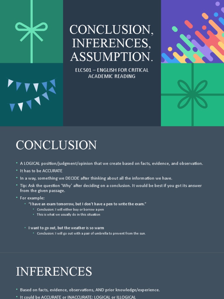 Conclusion Inferences Assumption | PDF | Inference | Logic