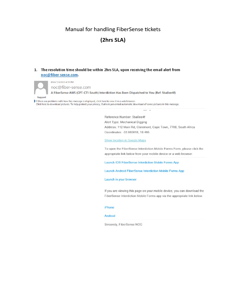FiberSense Ticket Handling Manual | PDF | Computers