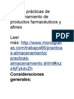 Buenas Prácticas de Almacenamiento de Productos Farmacéuticos y Afines