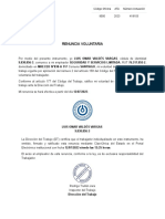 Renuncia Voluntaria: 9.830.856-3, Comunico A Mi Empleador SEGURIDAD Y SERVICIOS LIMITADA, RUT 76.317.855-2