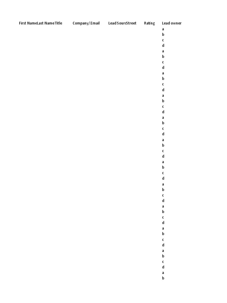 Sample data for salesforce pdf