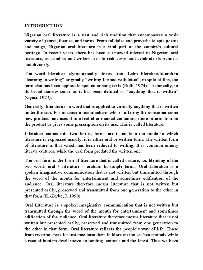 Origin Of Nigerian Literature