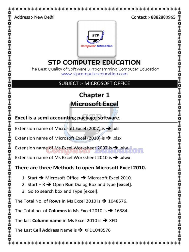 Chapter 1 Advance Ms Excel Pdf