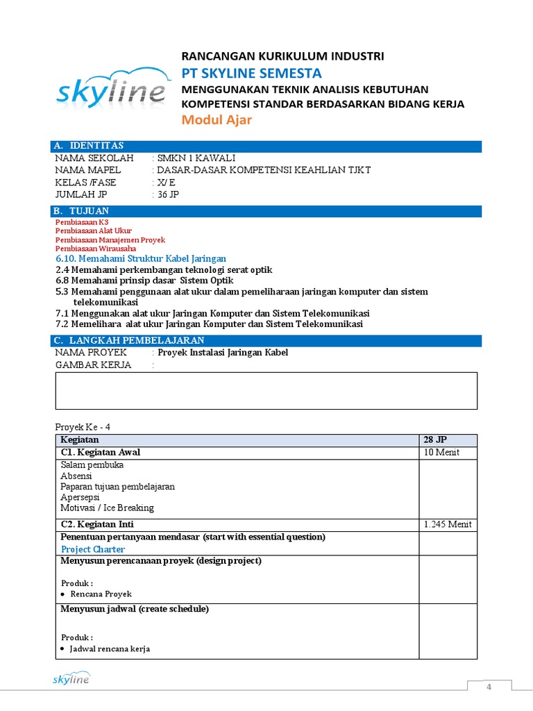 Modul Ajar Tjkt Fase E Pt Skyline Semesta Tahap 4 V1 2 Pdf