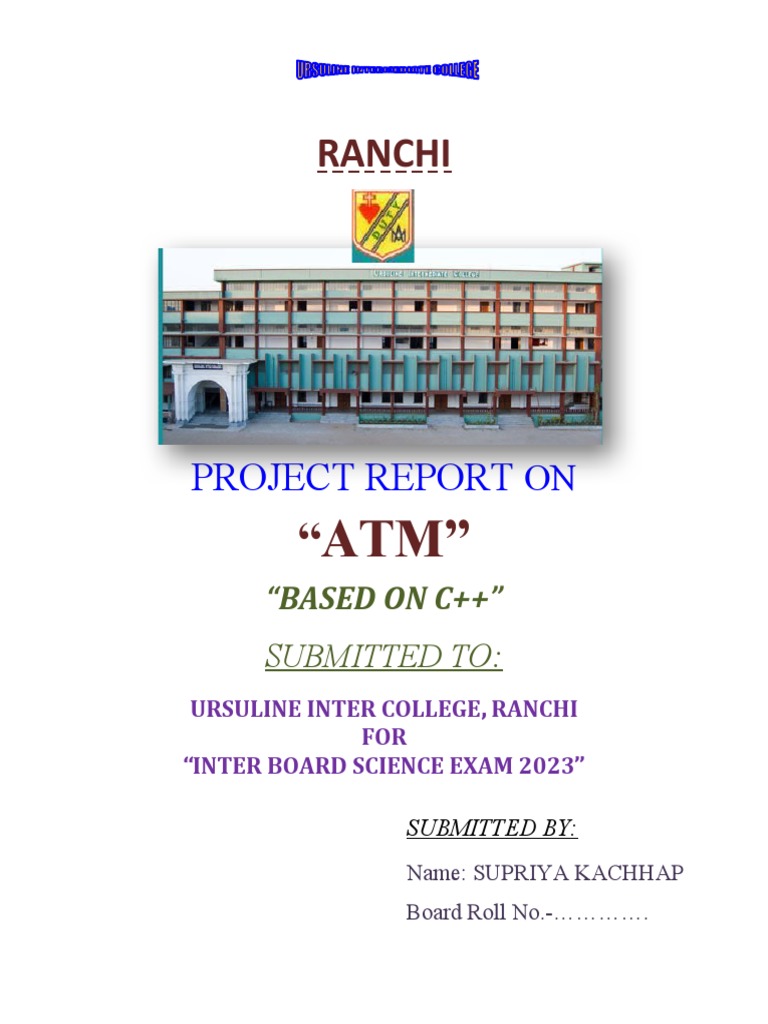 C++ ATM Project Report for Inter Exam | PDF