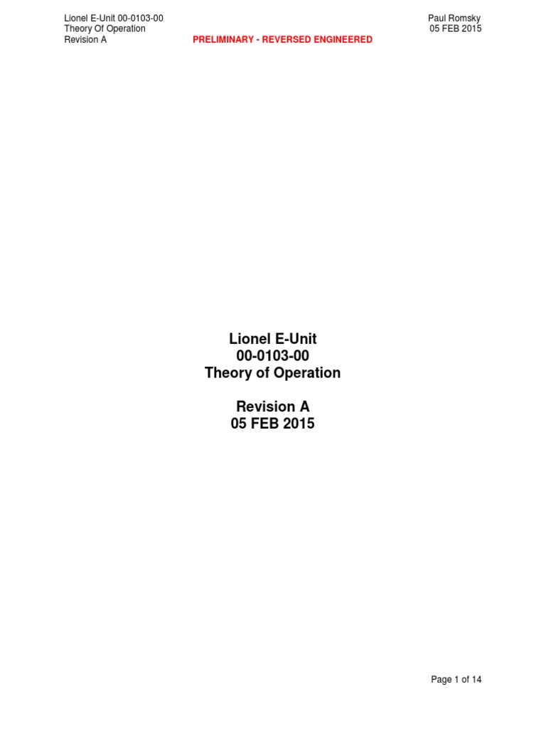 Lionel E Unit Theory of Operation PDF Rectifier Electricity