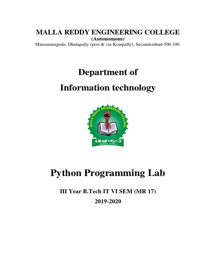 20201221-20201220-Python Lab Manual | PDF | Computer Program | Programming