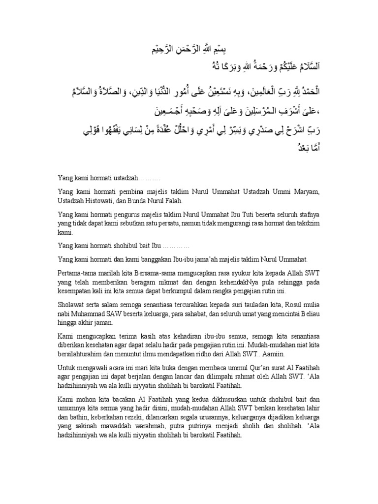 Teks Pembawa Acara Pengajian Rutin | PDF