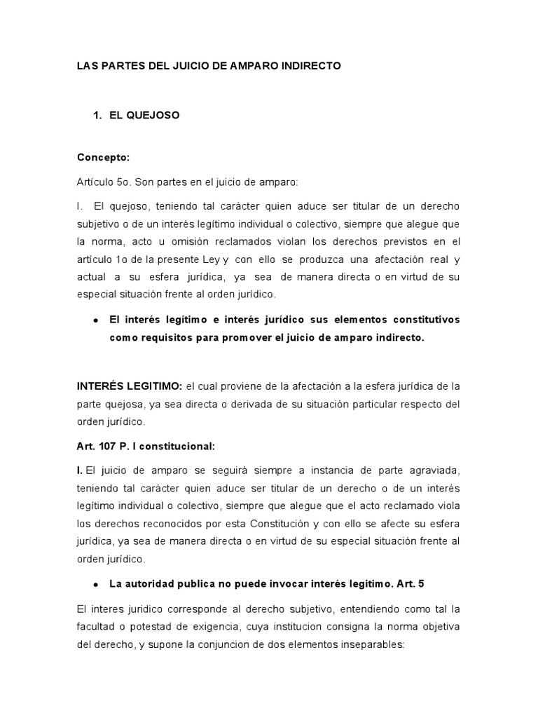 Las Partes Del Juicio de Amparo Indirecto | PDF | Derechos | Judicaturas