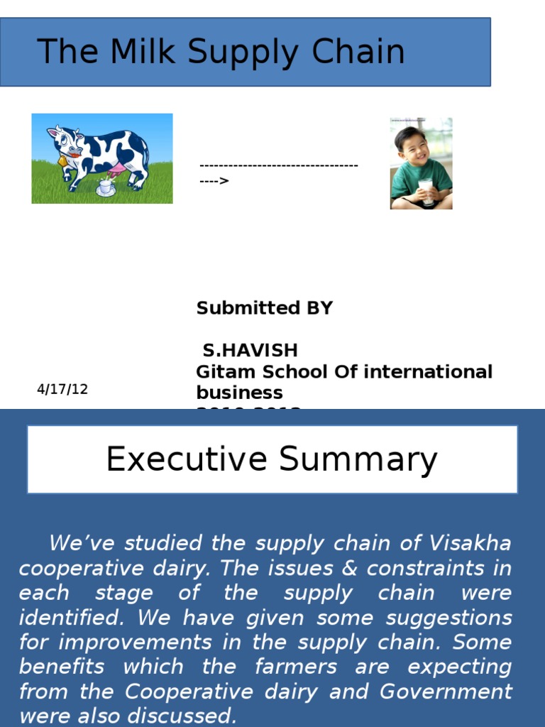 Milk Supply Chain of Visakha Dairy PDF Dairy Milk