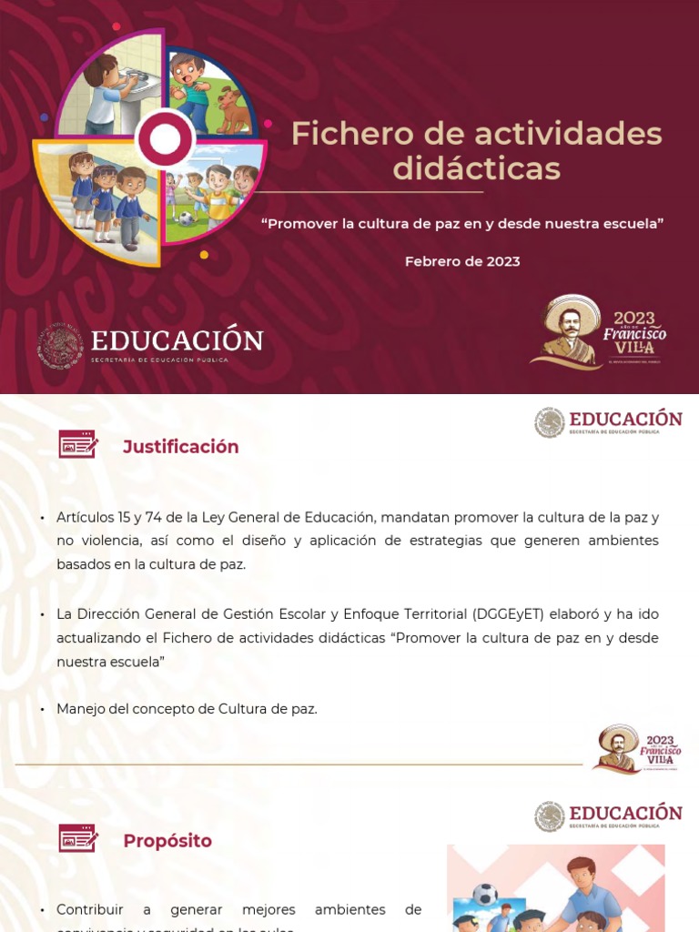 FICHERO Promover La Cultura de Paz 16FEB23 | PDF | Paz | Educación de ...