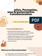 Informative, Persuasive, Argumentative Communication