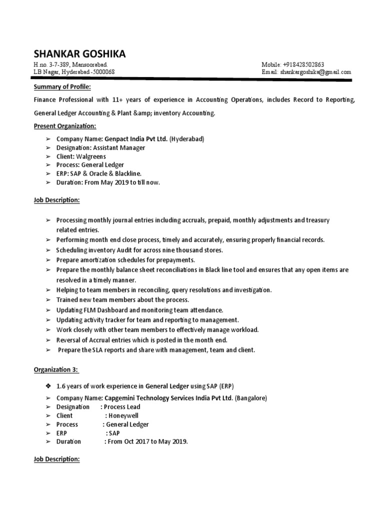Shankar Goshika Resume | PDF | Balance Sheet | Business