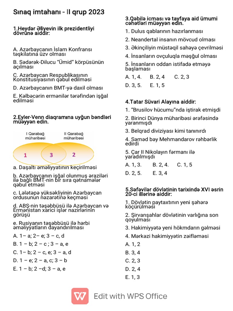 Sınaq Imtahanı 2 - 2023 Dim Blok | PDF