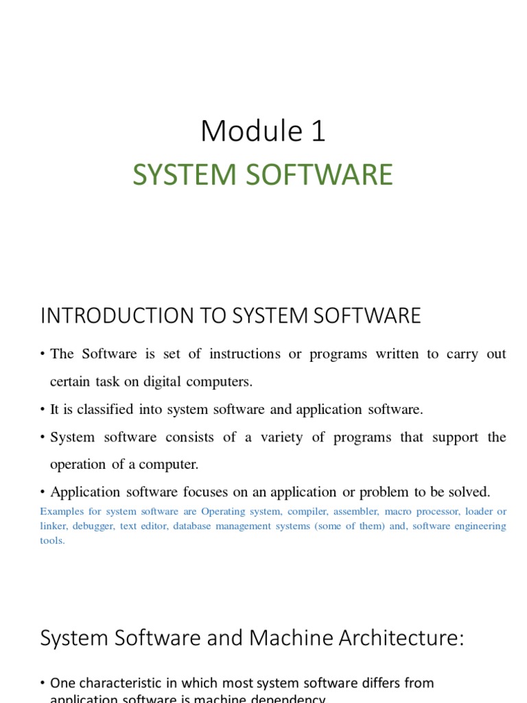 Ss CD Module 1 Presentation Notes | PDF | Assembly Language | Software
