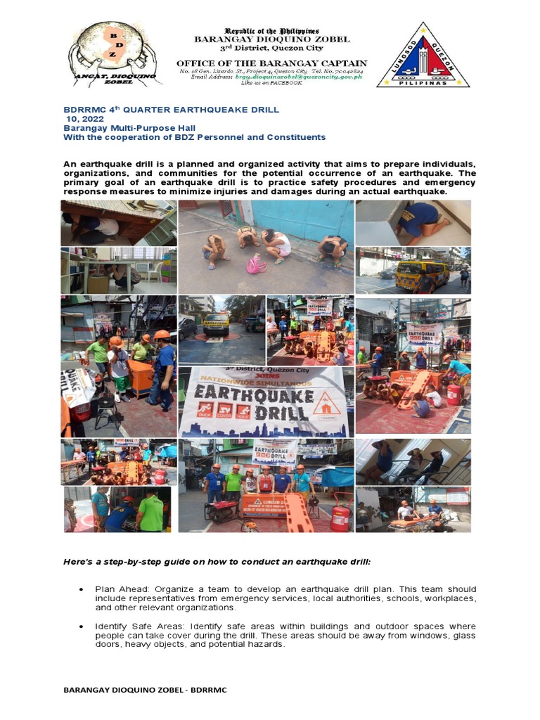 November 10, 2022 - EarthQuake Drill | PDF | Emergency Management ...