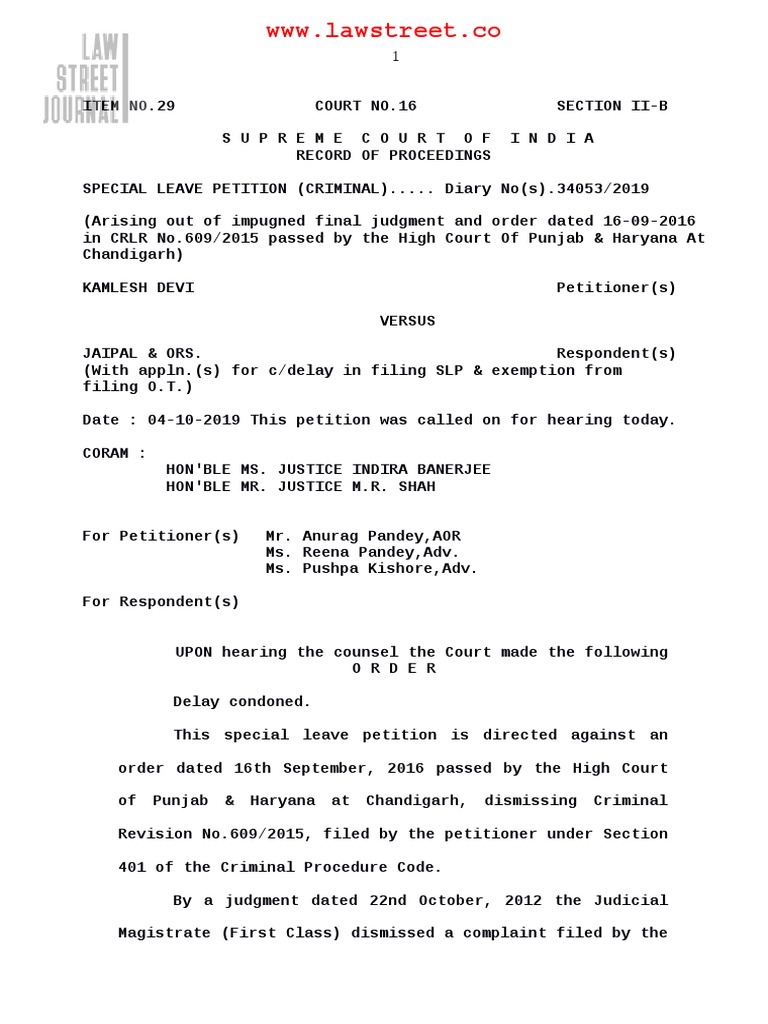Supreme Court Dismisses SLP on Domestic Violence | PDF | Judgment (Law ...