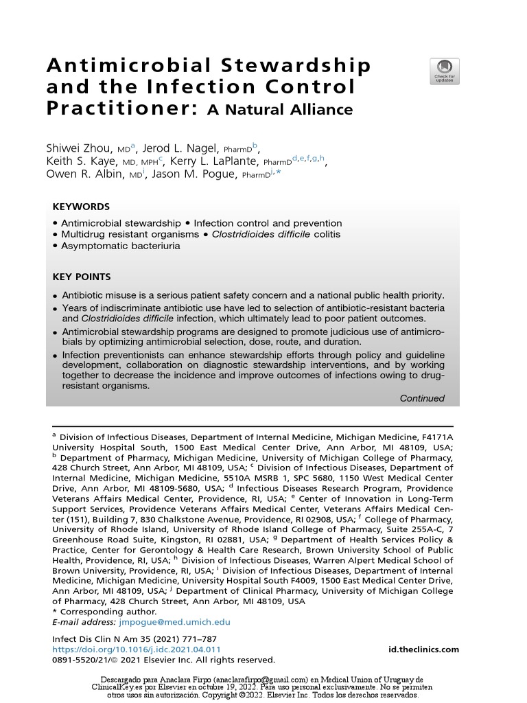 Antimicrobial Stewardship and The Infection Control Practitioner | PDF ...