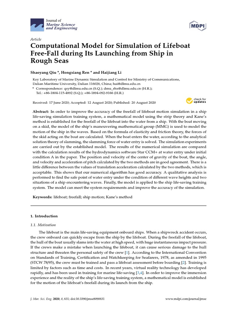 Computational Model For Simulation of Lifeboat Free-Fall | PDF ...