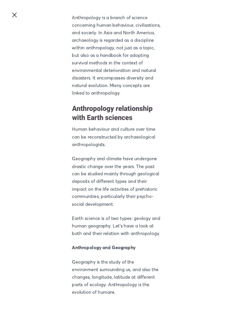 Anthropology Relationship With Earth Sciences | PDF | Geography ...