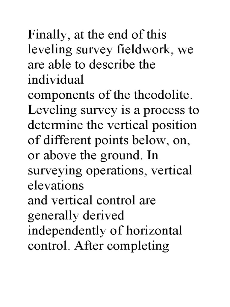 Precise Levelling Report PDF Surveying Field Research