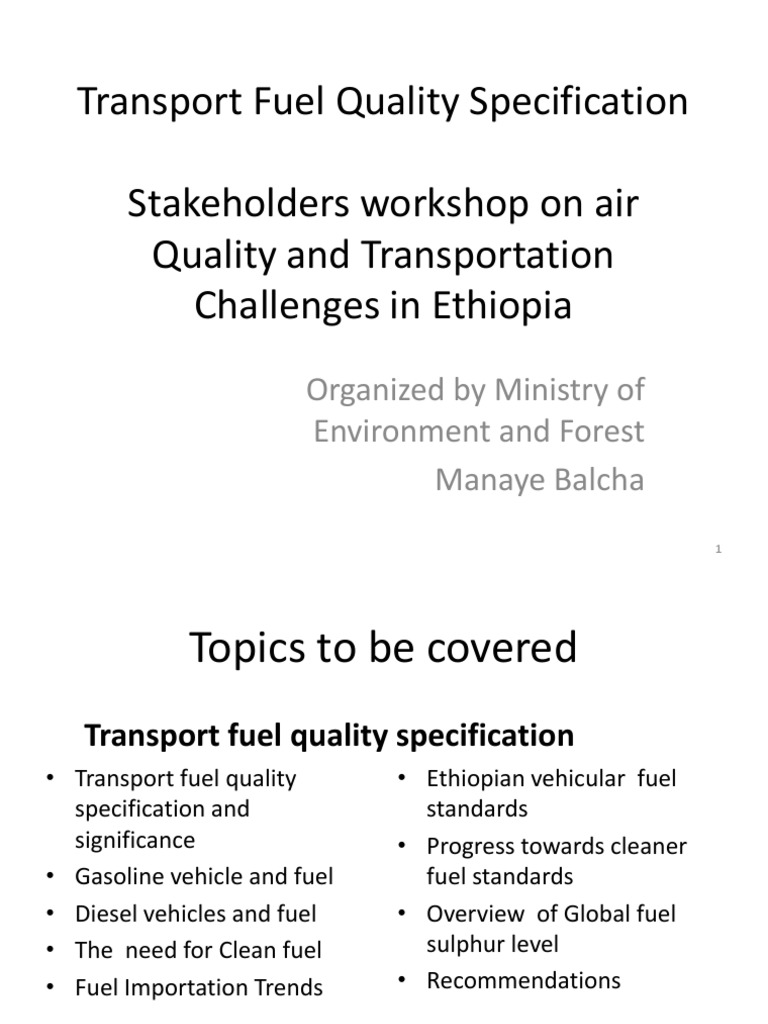 Fuel Quality Specification Ethiopia PDF Exhaust Gas N Ox