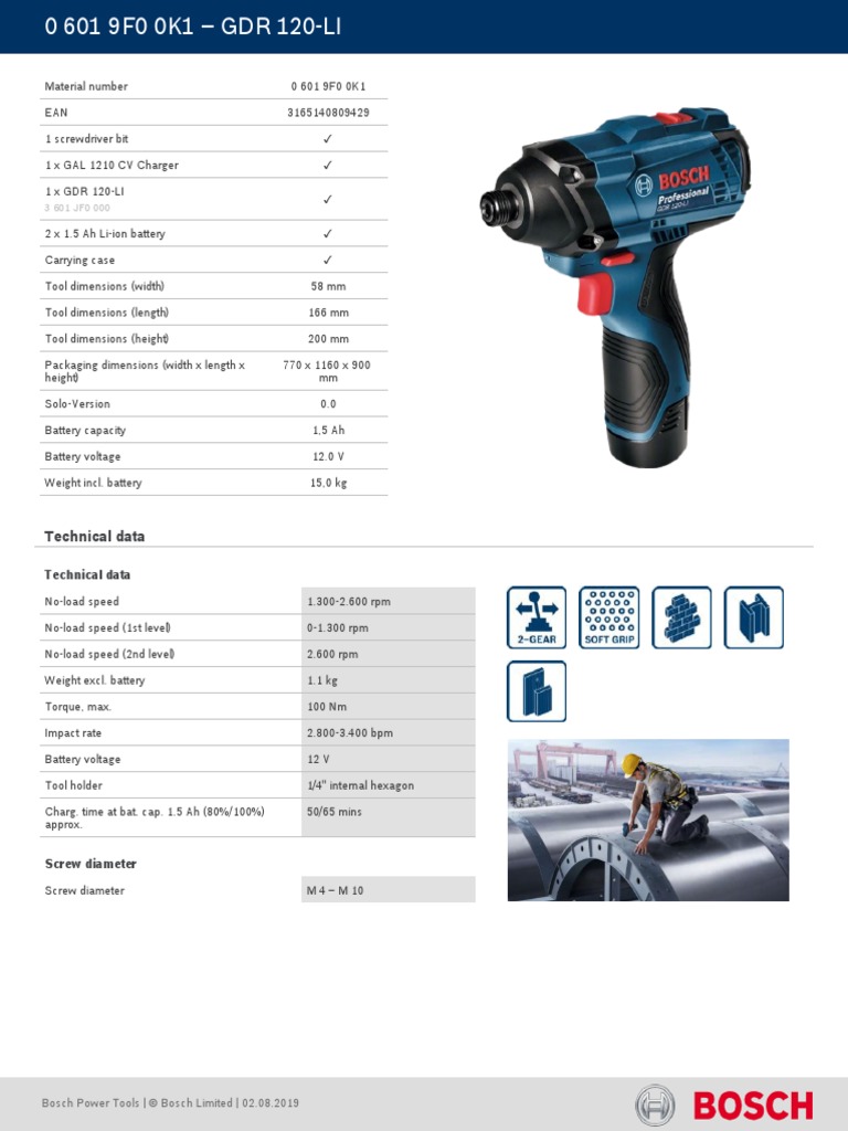 BoschImpactWrenchGdr120Li Data PDF