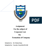 Company Law Assignment of Formation of Company