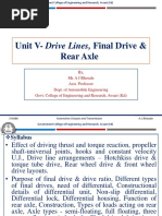 Unit 5-Drive Lines, Final Drive - Rear Axle