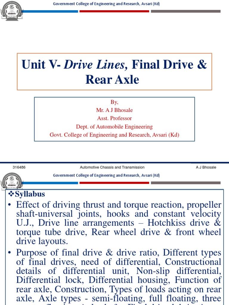 Final Drive and Driving Thrust Overview | PDF | Axle | Gear