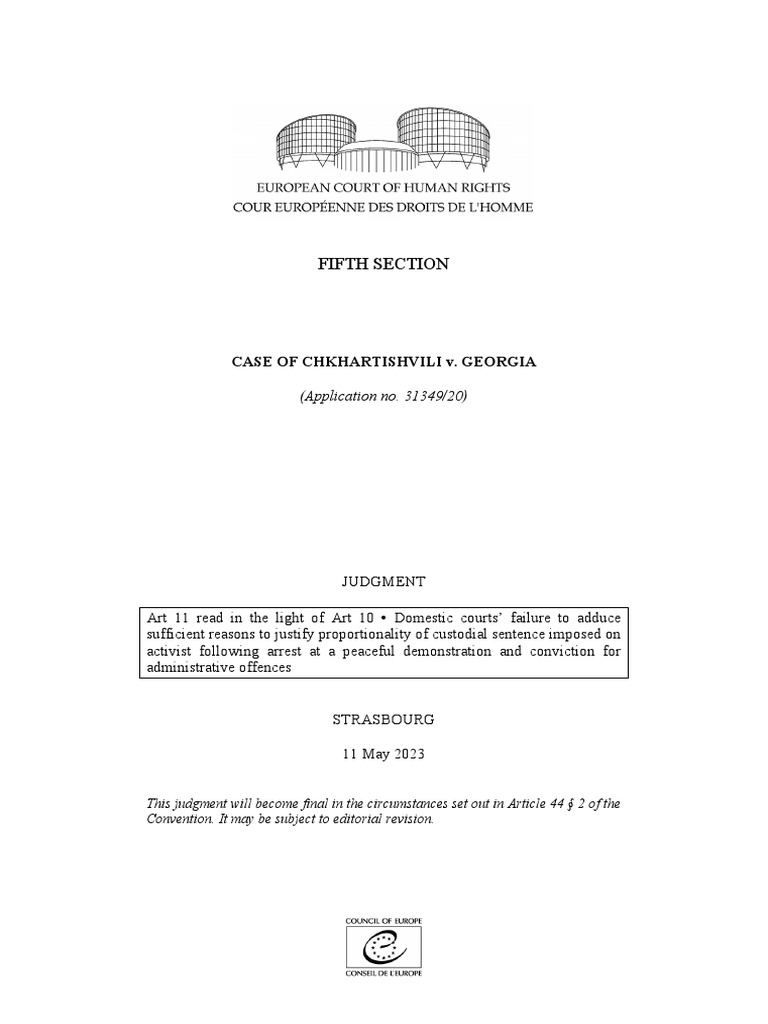 CASE OF CHKHARTISHVILI v. PDF Burden Of Proof (Law