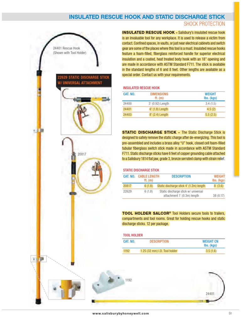 Insulated Rescue Hook and Static Discharge Stick | PDF | Electrostatic ...