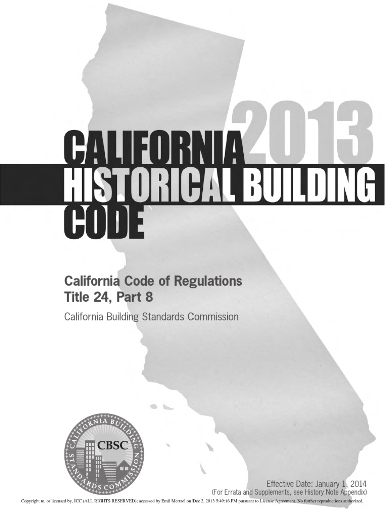 2013 Californiabuildingcode Title24 Part 8&10(Existing & History