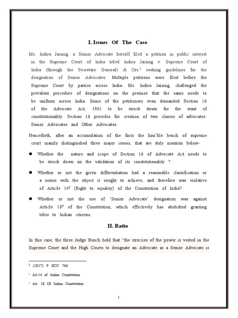Indira Jaising vs. Supreme Court of India and Ors. v4 | PDF | Advocate ...
