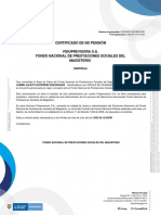 Certificado de No Pensión Fiduprevisora S.A. Fondo Nacional de Prestaciones Sociales Del Magisterio