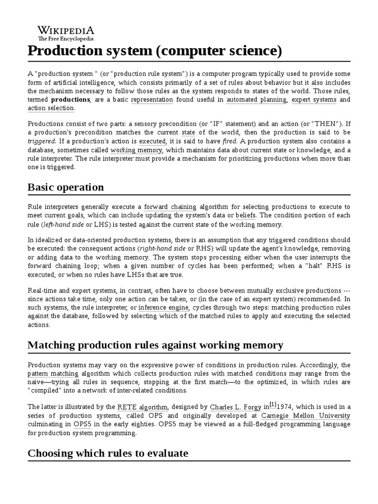Production System (Computer Science) | PDF | Computing | Cybernetics