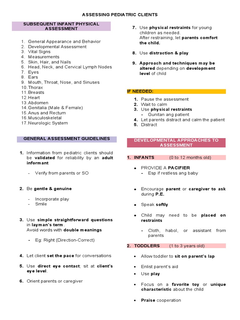 Pediatric Head-to-Toe Assessment Guide | PDF | Infants | Rectum