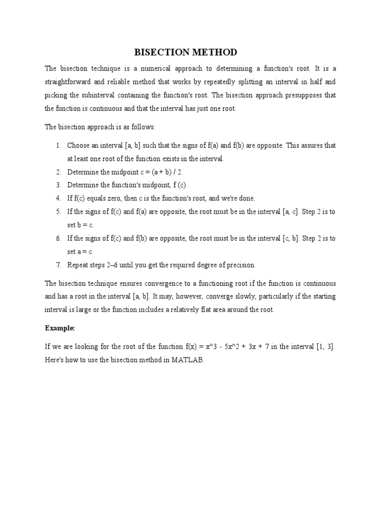 Bisection Method | PDF | Numerical Analysis | Algorithms