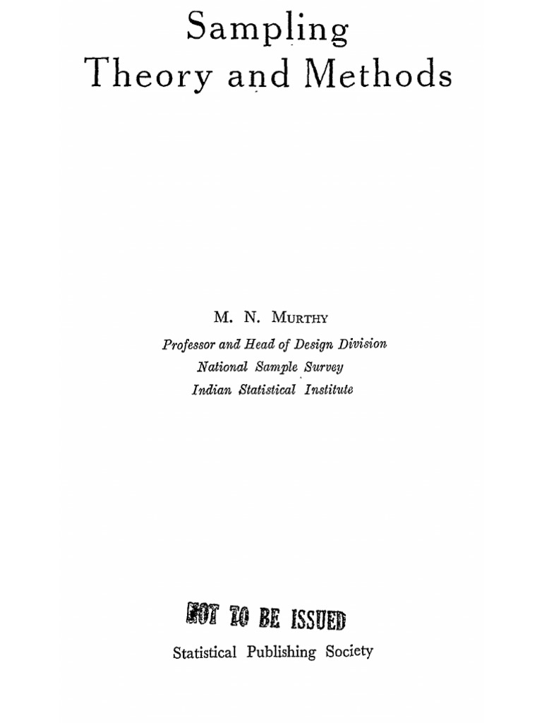 Sampling Theory and Method 1 149 Ook | PDF