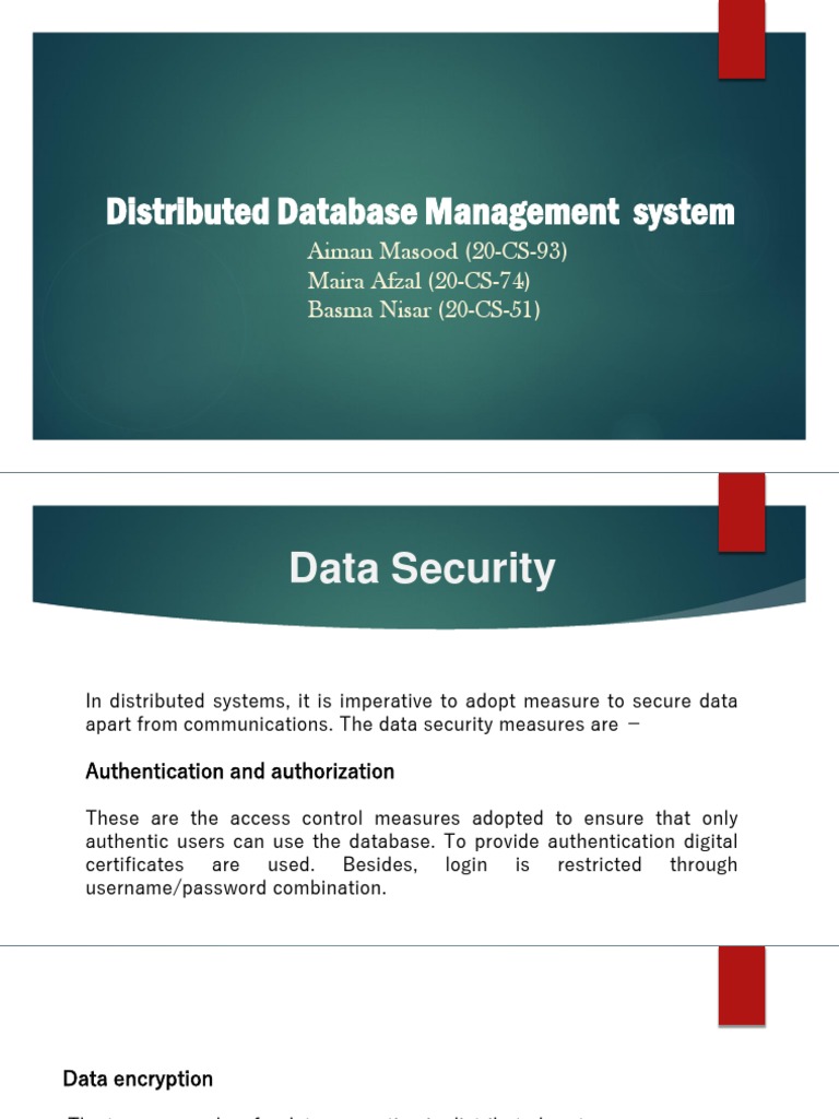 Distributed Databse Presentation | PDF | Databases | Access Control