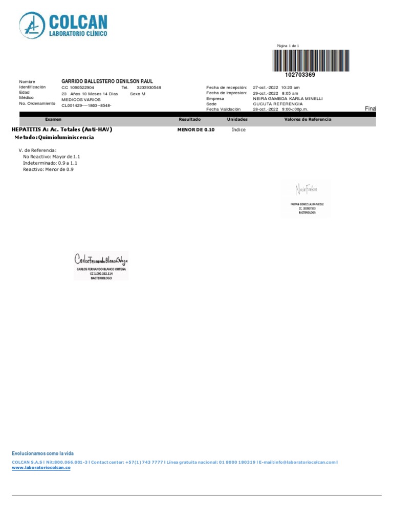 Resultados de Titulación Hepatitis B | PDF