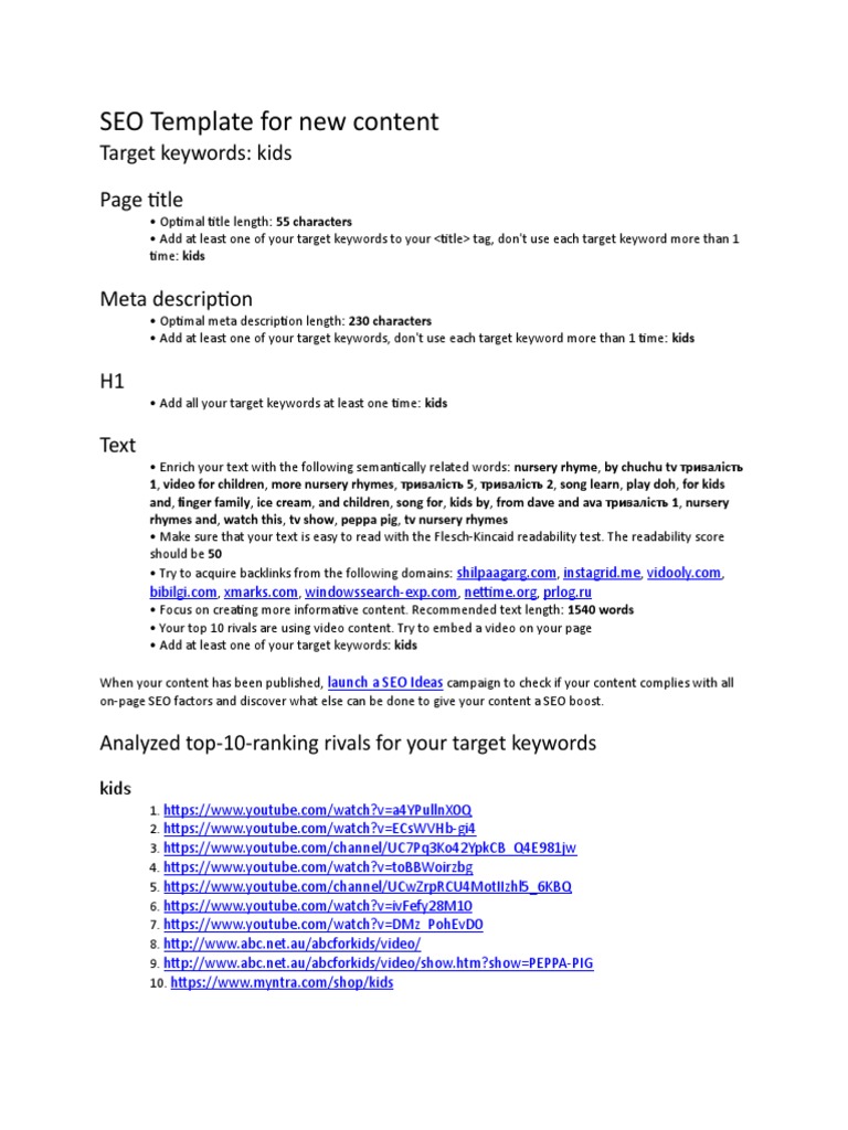 Content Template 20180318 | PDF | Search Engine Optimization | Toys